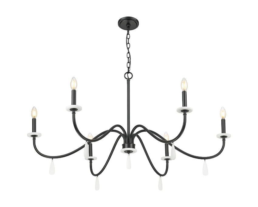 Z-Lite Toussant 45" 6-Light Matte Black Steel Frame Chandelier