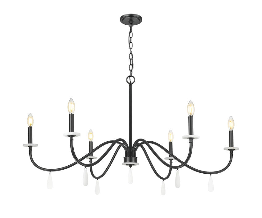 Z-Lite Toussant 45" 6-Light Matte Black Steel Frame Chandelier