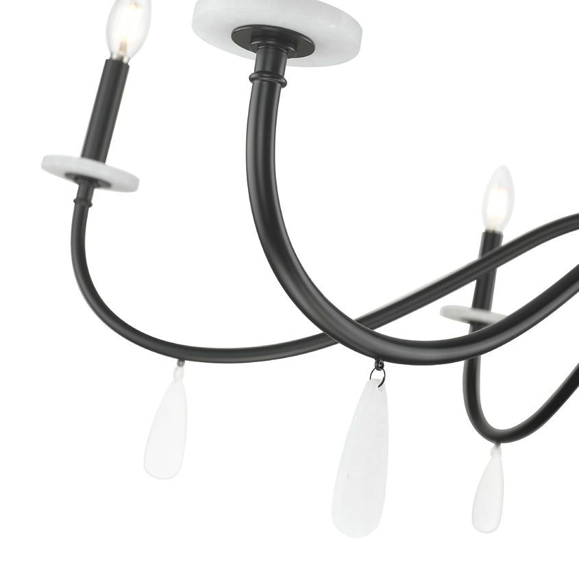 Z-Lite Toussant 45" 6-Light Matte Black Steel Frame Chandelier