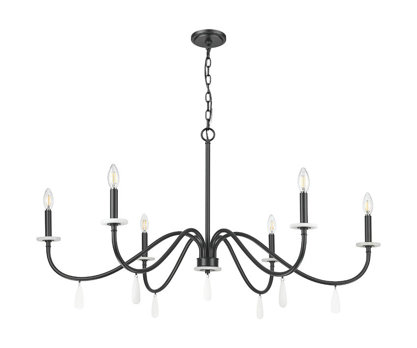 Z-Lite Toussant 45" 6-Light Matte Black Steel Frame Chandelier