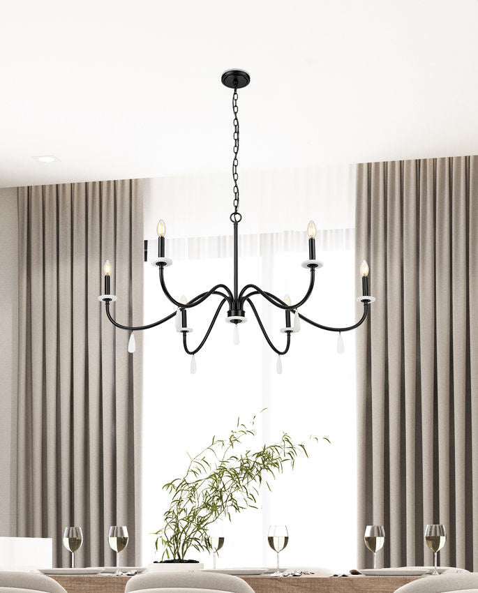 Z-Lite Toussant 45" 6-Light Matte Black Steel Frame Chandelier