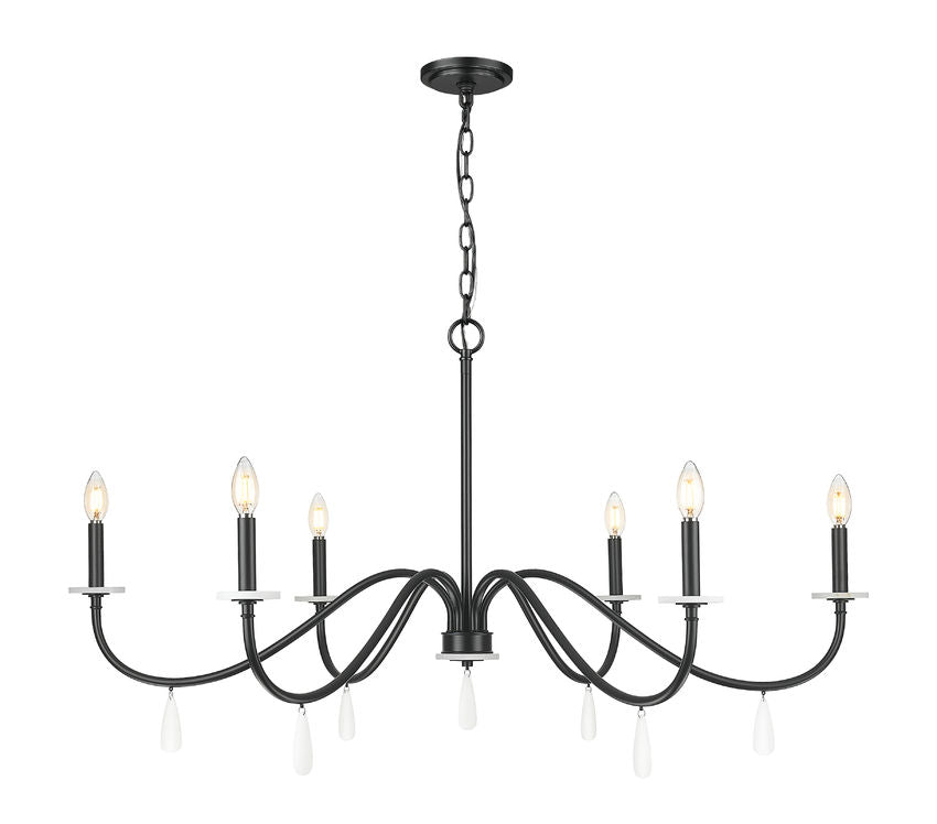 Z-Lite Toussant 45" 6-Light Matte Black Steel Frame Chandelier