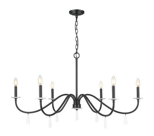 Z-Lite Toussant 45" 6-Light Matte Black Steel Frame Chandelier
