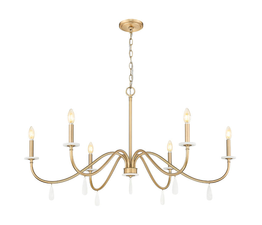 Z-Lite Toussant 45" 6-Light Mordern Gold Steel Frame Chandelier