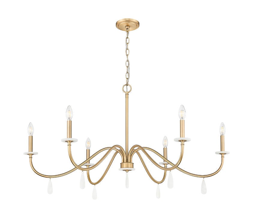 Z-Lite Toussant 45" 6-Light Mordern Gold Steel Frame Chandelier