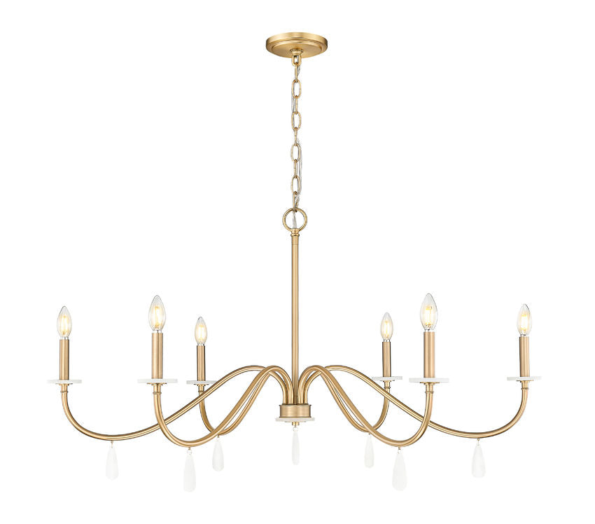 Z-Lite Toussant 45" 6-Light Mordern Gold Steel Frame Chandelier