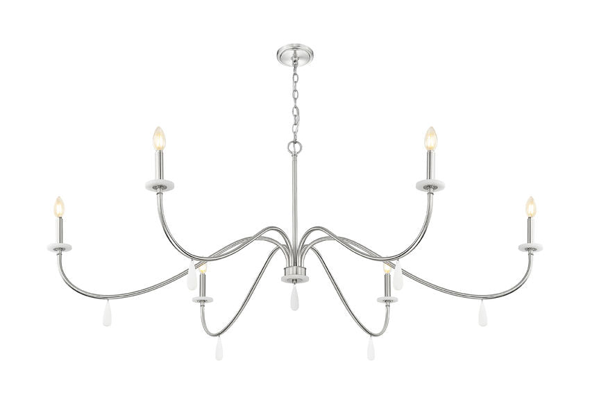 Z-Lite Toussant 63" 6-Light Brushed Nickel Steel Frame Chandelier