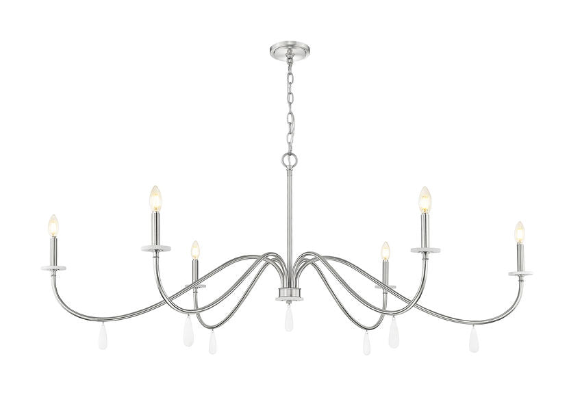 Z-Lite Toussant 63" 6-Light Brushed Nickel Steel Frame Chandelier