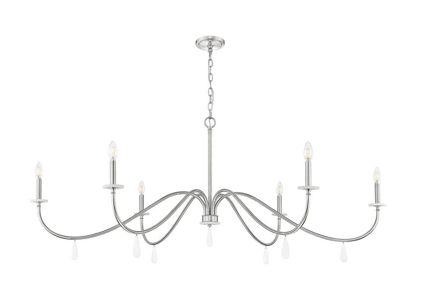 Z-Lite Toussant 63" 6-Light Brushed Nickel Steel Frame Chandelier