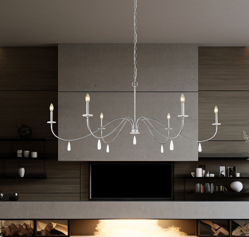 Z-Lite Toussant 63" 6-Light Brushed Nickel Steel Frame Chandelier