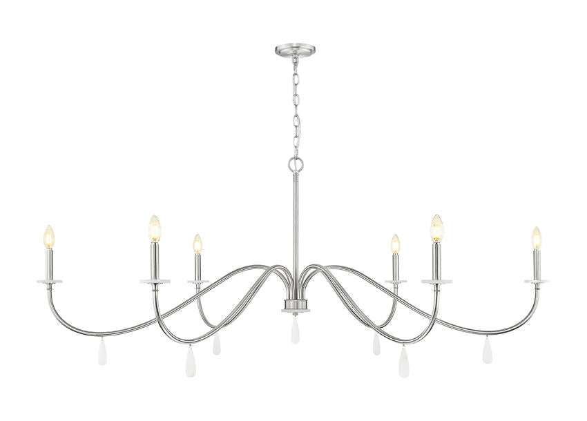 Z-Lite Toussant 63" 6-Light Brushed Nickel Steel Frame Chandelier