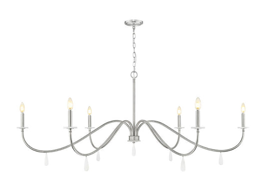Z-Lite Toussant 63" 6-Light Brushed Nickel Steel Frame Chandelier