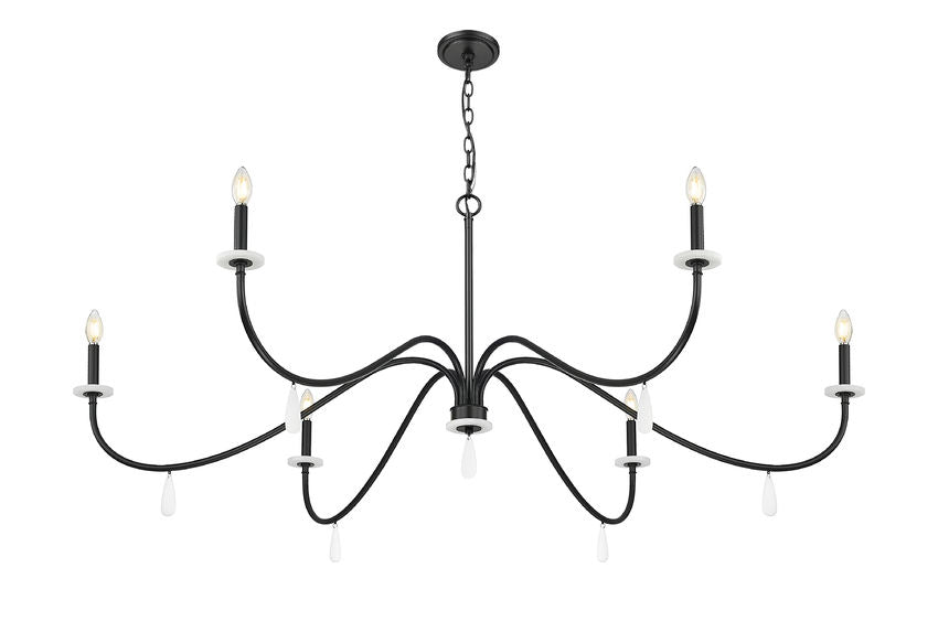 Z-Lite Toussant 63" 6-Light Matte Black Steel Frame Chandelier