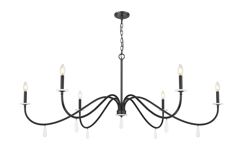 Z-Lite Toussant 63" 6-Light Matte Black Steel Frame Chandelier