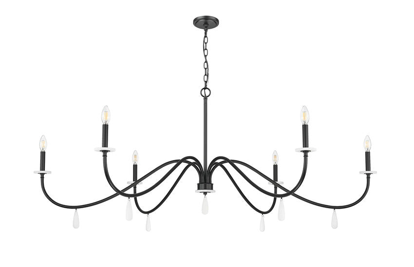 Z-Lite Toussant 63" 6-Light Matte Black Steel Frame Chandelier