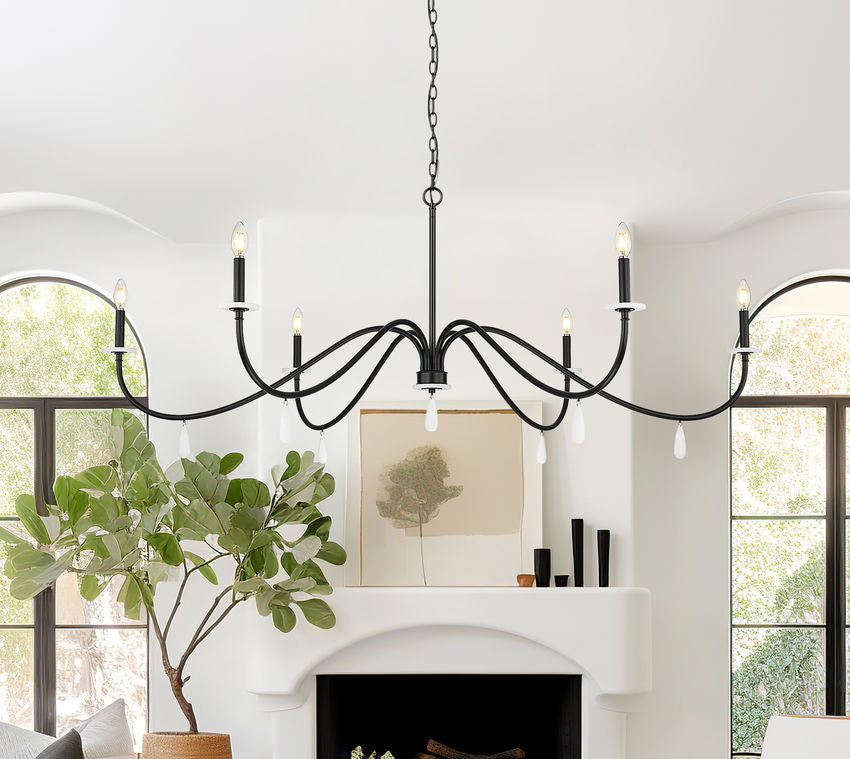 Z-Lite Toussant 63" 6-Light Matte Black Steel Frame Chandelier