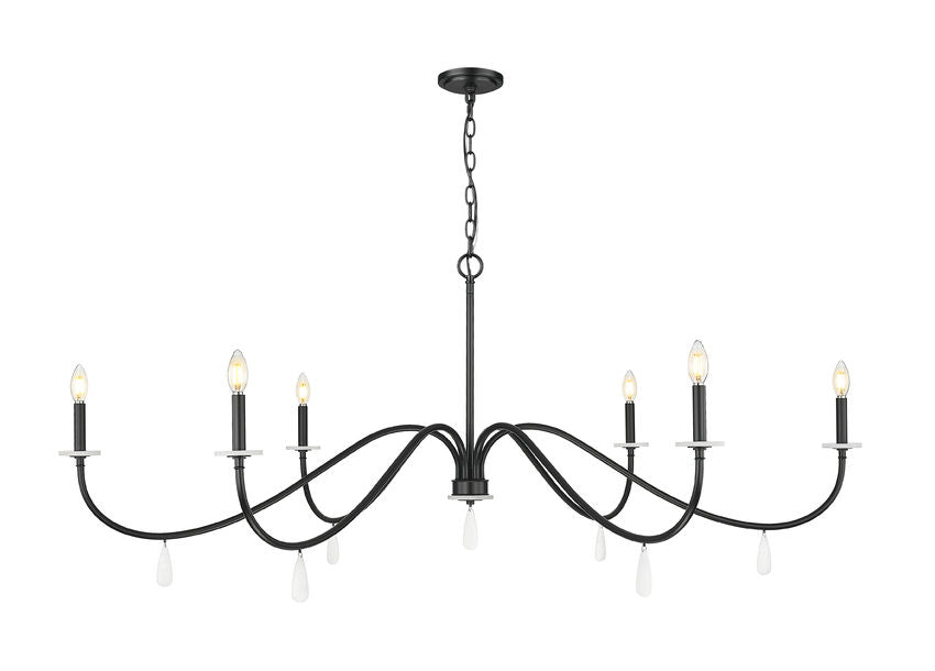 Z-Lite Toussant 63" 6-Light Matte Black Steel Frame Chandelier