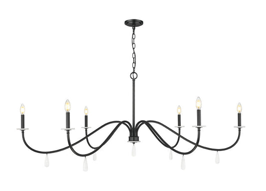 Z-Lite Toussant 63" 6-Light Matte Black Steel Frame Chandelier