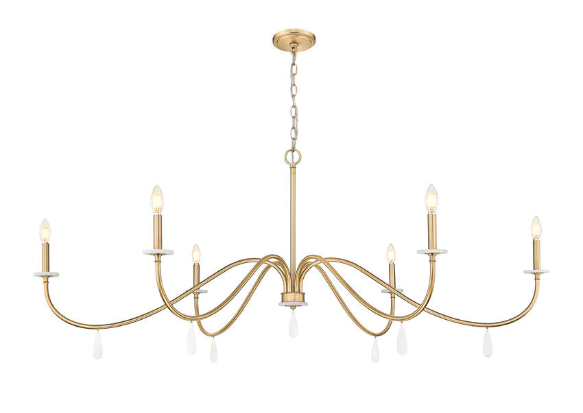 Z-Lite Toussant 63" 6-Light Mordern Gold Steel Frame Chandelier