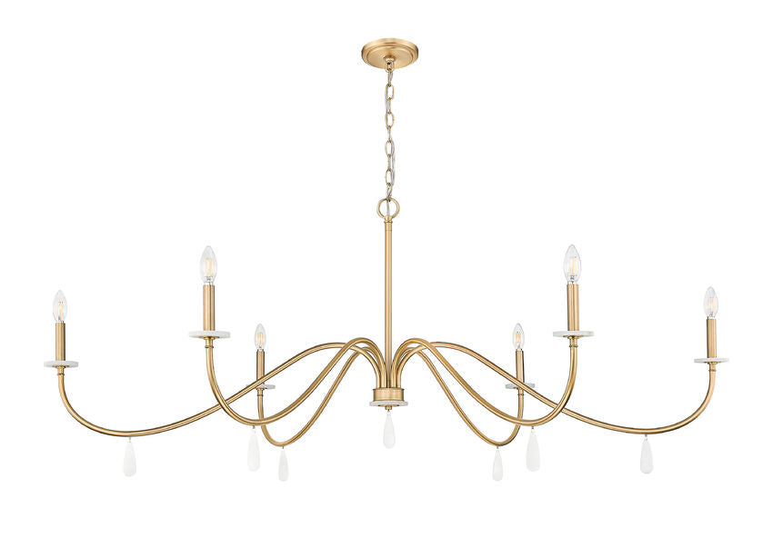 Z-Lite Toussant 63" 6-Light Mordern Gold Steel Frame Chandelier