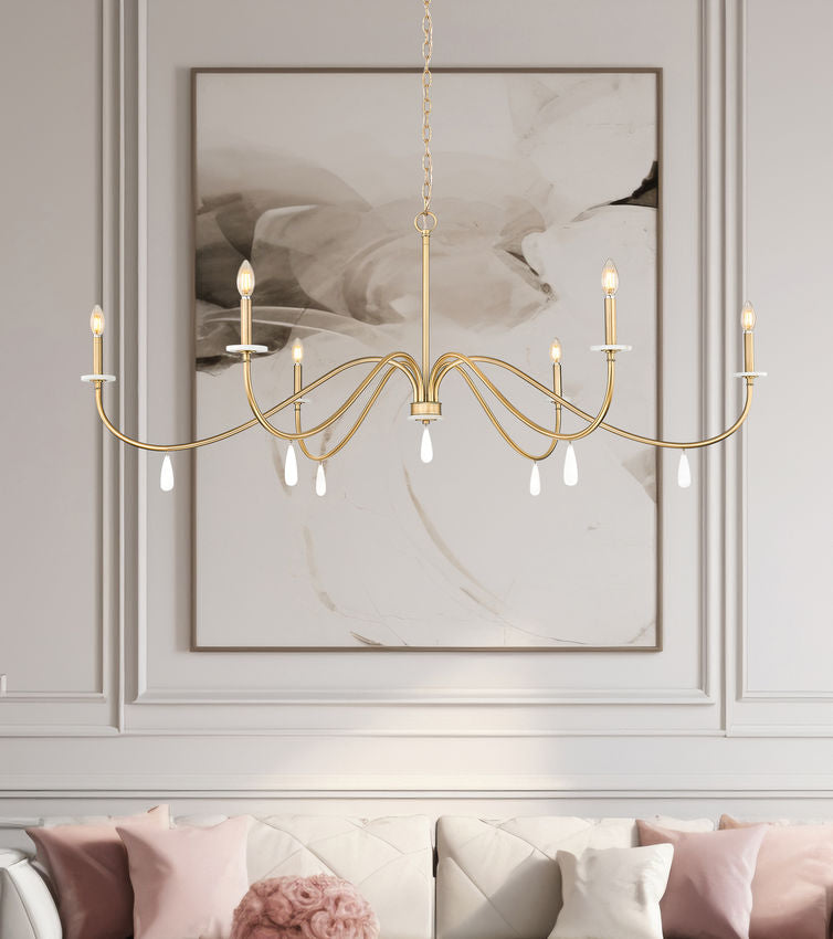 Z-Lite Toussant 63" 6-Light Mordern Gold Steel Frame Chandelier