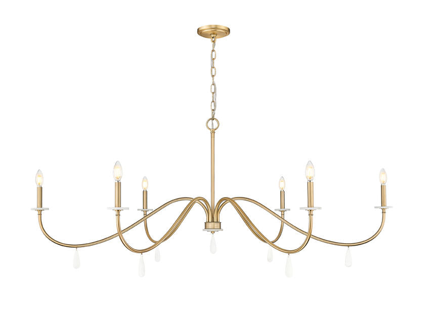 Z-Lite Toussant 63" 6-Light Mordern Gold Steel Frame Chandelier