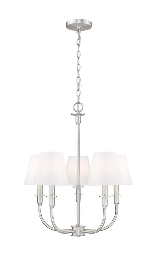 Z-Lite Tova 23" 5-Light Brushed Nickel Steel White Fabric Shade Chandelier