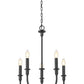 Z-Lite Tova 23" 5-Light Matte Black Steel White Fabric Shade Chandelier