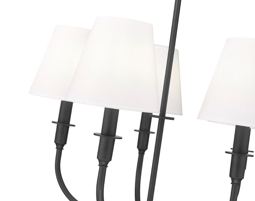 Z-Lite Tova 23" 5-Light Matte Black Steel White Fabric Shade Chandelier