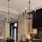 Z-Lite Tova 23" 5-Light Matte Black Steel White Fabric Shade Chandelier
