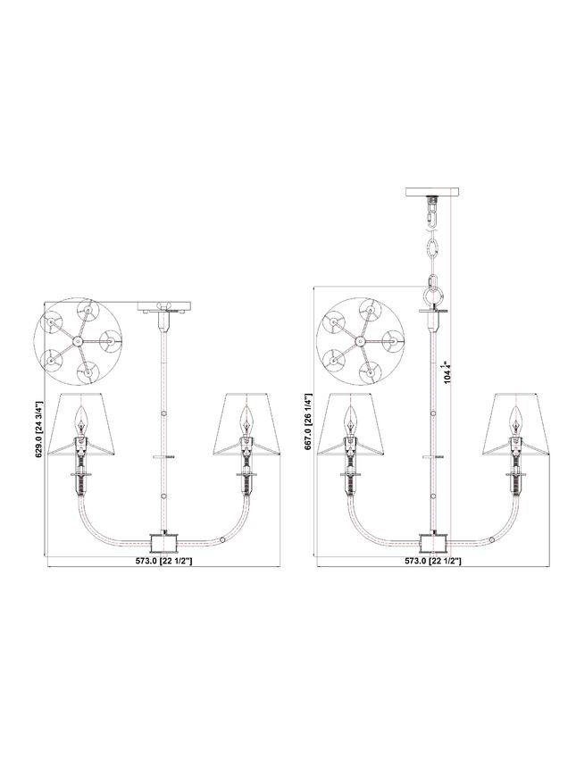 Z-Lite Tova 23" 5-Light Matte Black Steel White Fabric Shade Chandelier