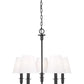 Z-Lite Tova 23" 5-Light Matte Black Steel White Fabric Shade Chandelier