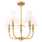 Z-Lite Tova 23" 5-Light Rubbed Brass Steel White Fabric Shade Chandelier