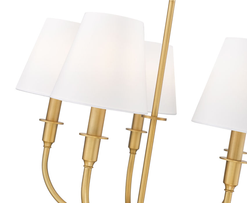 Z-Lite Tova 23" 5-Light Rubbed Brass Steel White Fabric Shade Chandelier