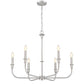 Z-Lite Tova 37" 6-Light Brushed Nickel Steel Frame White Fabric Shade Chandelier