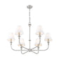Z-Lite Tova 37" 6-Light Brushed Nickel Steel Frame White Fabric Shade Chandelier