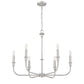 Z-Lite Tova 37" 6-Light Brushed Nickel Steel Frame White Fabric Shade Chandelier