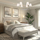 Z-Lite Tova 37" 6-Light Brushed Nickel Steel Frame White Fabric Shade Chandelier