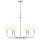 Z-Lite Tova 37" 6-Light Brushed Nickel Steel Frame White Fabric Shade Chandelier