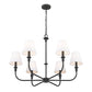 Z-Lite Tova 37" 6-Light Matte Black Steel Frame White Fabric Shade Chandelier