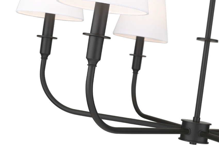 Z-Lite Tova 37" 6-Light Matte Black Steel Frame White Fabric Shade Chandelier