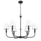 Z-Lite Tova 37" 6-Light Matte Black Steel Frame White Fabric Shade Chandelier