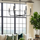 Z-Lite Tova 37" 6-Light Matte Black Steel Frame White Fabric Shade Chandelier