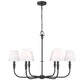 Z-Lite Tova 37" 6-Light Matte Black Steel Frame White Fabric Shade Chandelier