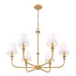 Z-Lite Tova 37" 6-Light Matte Rubbed Brass Frame White Fabric Shade Chandelier