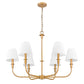 Z-Lite Tova 37" 6-Light Matte Rubbed Brass Frame White Fabric Shade Chandelier
