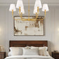 Z-Lite Tova 37" 6-Light Matte Rubbed Brass Frame White Fabric Shade Chandelier