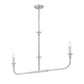 Z-Lite Tova 46" 2-Light Brushed Nickel Steel Frame White Fabric Shade Linear Chandelier