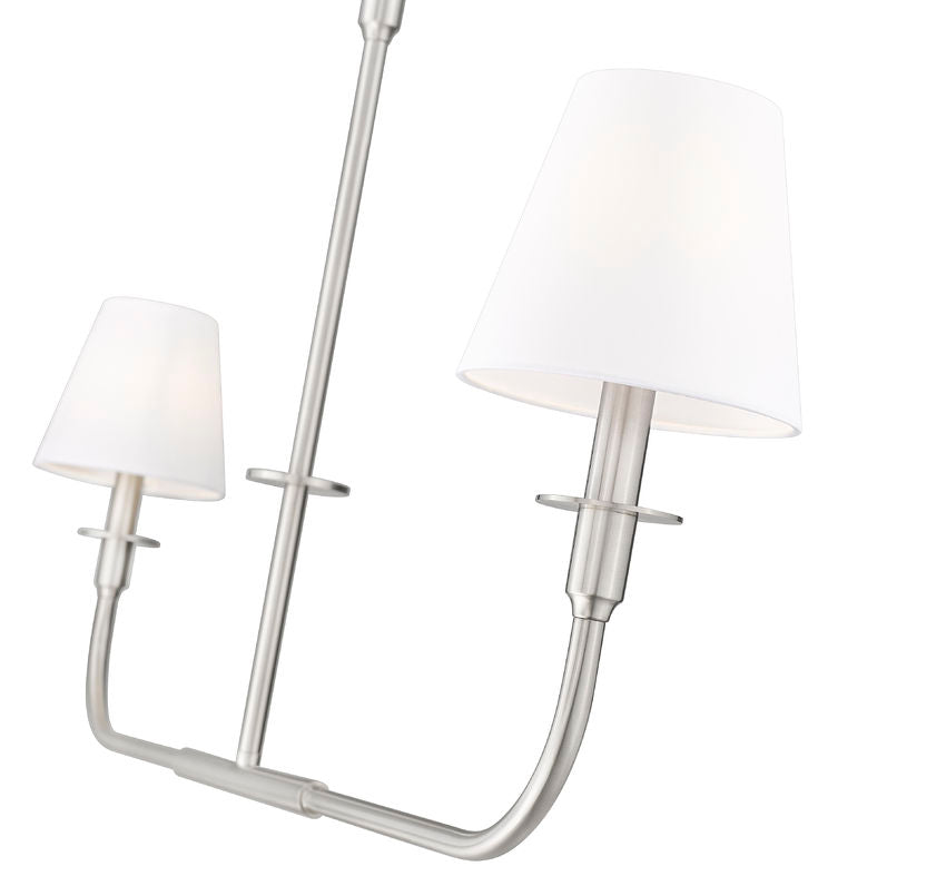 Z-Lite Tova 46" 2-Light Brushed Nickel Steel Frame White Fabric Shade Linear Chandelier