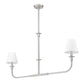 Z-Lite Tova 46" 2-Light Brushed Nickel Steel Frame White Fabric Shade Linear Chandelier